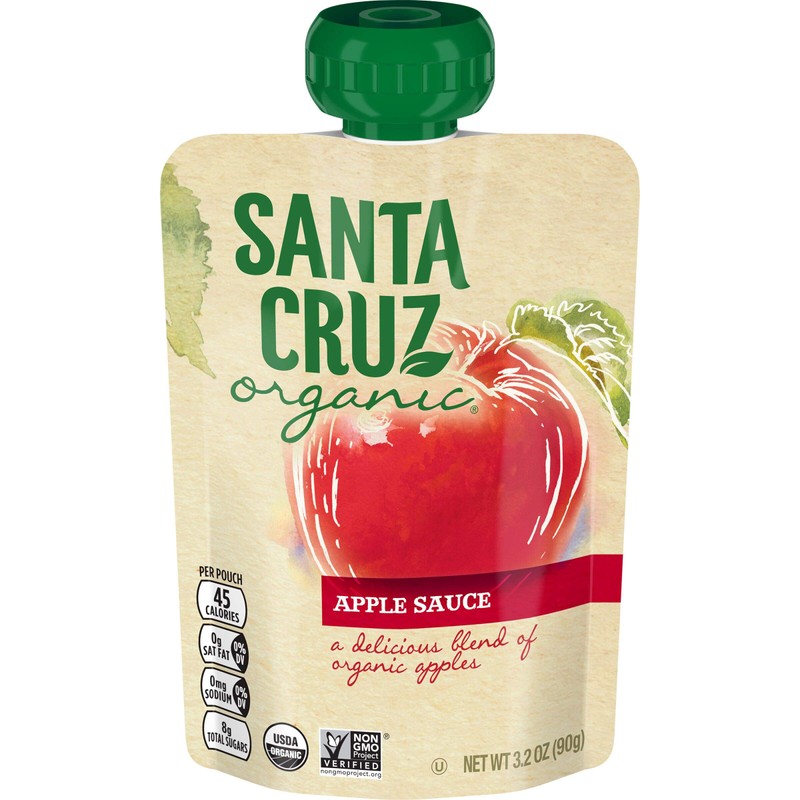 Santa Cruz Organic Apple Sauce Pouch, 4-3.2 Ounce Pouches (Pack