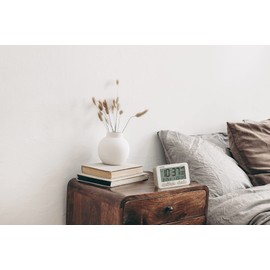 RHYTHM D234 8RZ234SR38 Alarm Clock, Radio Clock, Electronic Sound, Alarm (with Snooze), Thermometer, Hygrometer, Calendar, Beige, 3.1 x 4.7 x 2.1 inches (7.8 x 12 x 5.4 cm)