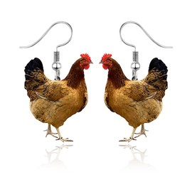 QLUYCKW Funny Animal Earring for Women Cute Acrylic Bunny Cow Chicken Pig Squirrel Dogs Cats Rooster Hedgehog Dangle Earrings Cute Cartoon Farm Earrings Country Animal Jewelry Gifts (Hen)