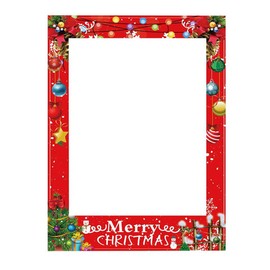 Soochat Christmas Photo Booth Props Frame Christmas Party Photo Booth Props Supplies with Photo Frame - Xmas/Winter/Holiday New Year Decorations