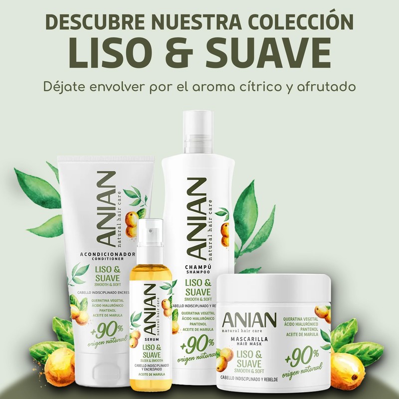 Anian Liso & Suave Champú Queratina Vegetal 400 ml Mujer