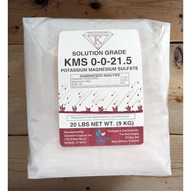 KMS Potassium Magnesium Sulfate 0-0-21.5 - Sul-Po-Mag Solution Grade Fertilizer Powder (20 Pounds)