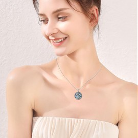 Triple Moon Goddess Necklace 925 Sterling Silver Tree of Life Pendant Pagan Wiccan Magic Amulet Necklace for Women Men Mom Wife Friend for Valentine Birthday Christmas Jewelry