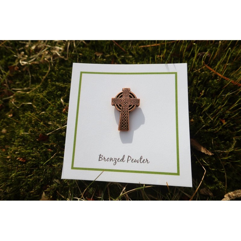 Jim Clift Design Celtic Cross Copper Lapel Pin - 1