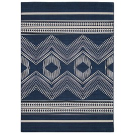 Linon The Anywhere Indoor Outdoor Washable Camden Navy & Ivory 7' X 9' Area Rug