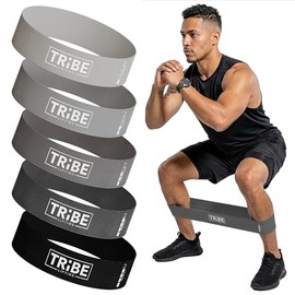Tribe Lifting - Bandas de resistencia de tela para glúteos y piernas | Juego de 5 bandas de tela para entrenamiento | Bandas gruesas de glúteos para sentadillas, estocadas, entrenamiento de cadera