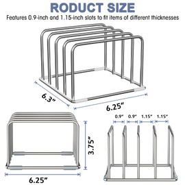 coneyaro 304 Stainless Steel Cutting Board Organizer Rack – Rustproof Compact 4-Slot Holder for Thin Cutting Boards and Plates – Premium Kitchen Storage Solution for Countertops and Cabinets