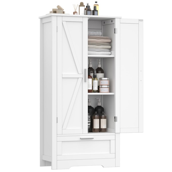 Akxomel Bathroom Floor Storage Cabinet with Drawer, 11.4" D x