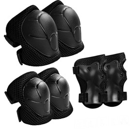 Knee Pads Children, Protectors Children, Inline Protective Equipment Children, Knee Pads 3-8 Years Old Children's Protector Set, Suitable for Skating, Bikes, Skateboarding (Black)
