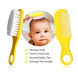 Infant Safety Care Set with Hair Brush, Comb, Nail Clippers (Yellow)