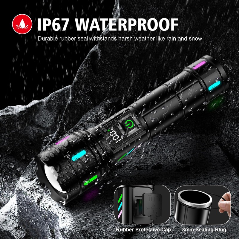 Flashlight 2000 High Lumens Rechargeable - 30W Super Bright LED