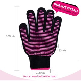 Teenitor 2 Pcs Heat Resistant Gloves with Silicone Bumps, (New Upgraded ) Professional Heat Proof Glove Mitts for Hair Styling Curling Iron Wand Flat Iron Hot-Air Brushes, Universal Fit Size