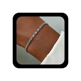 Inilbran Boho Line Chain Bracelet Vintage Simple Hand Bracelet Silver Geometric Link Chain Bracelets Adjustable Slave Link Bracelets Jewelry for Women