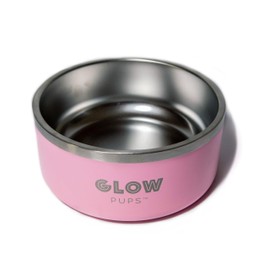Glow Pups 64oz Light Pink Dog Bowl for Medium to Large Dogs, Non Slip Vacuum Insulated Pet Bowl That Keeps Water Cool (64 oz, Light Pink)