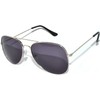 Aviator Sunglasses Smoke Lens Silver Metal Frame