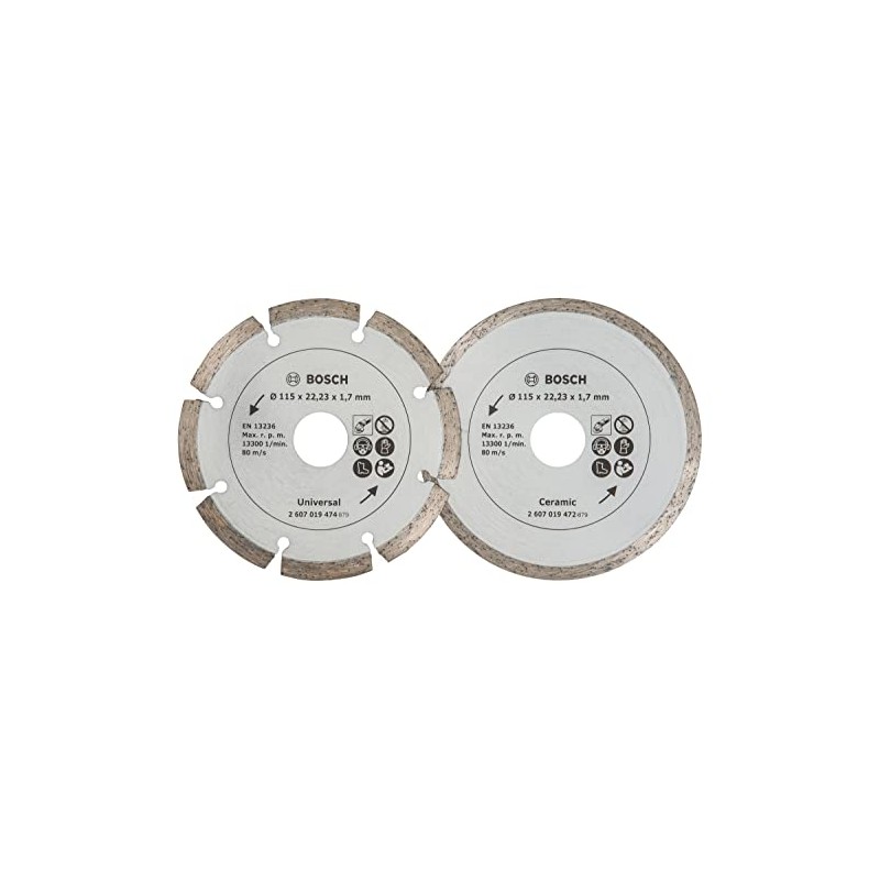 Bosch 2 x 115mm Diamond Discs (1 x Tile, 1