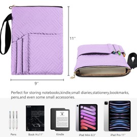 APLUFINE Book Sleeve with Zipper, 11"X9" Padded Book Protector, Washable Quilted Book Covers for Paperbacks, Book Pouch with Pockets for Book Lover Gifts