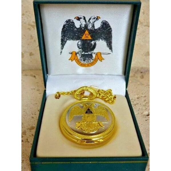 32nd Degree Masonic Square and Compasses Pocket Watch Chain Vintage