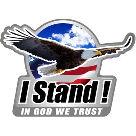 ProSticker 237V (One) Patriot Series I Stand in God We Trust Eagle Decal Sticker (8" X 11")