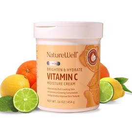 NATURE WELL Clinical Brighten & Hydrate Crema Hidratante con Vitamina C para el Cuidado de la Piel de Cara, Cuerpo y Manos, Revitaliza la Piel de Aspe