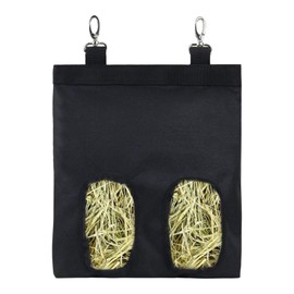 KOMUNJ Rabbit Feeder Hay Bags Rabbit Hay Feeder Bag Small Animal Feeder Feeding Bag for Chinchilla Dutch Pig Mole Black