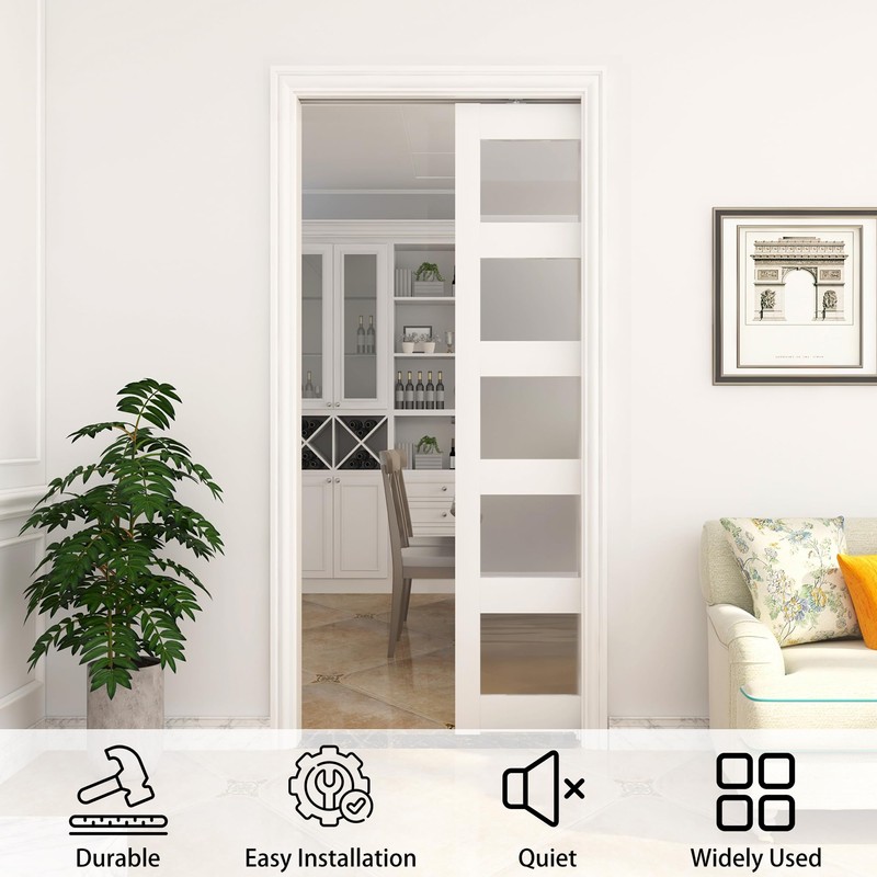JUBEST 6FT Commercial Grade Pocket Door Hardware and Track Set