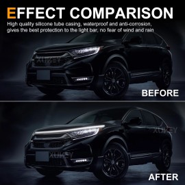 XUKEY 70" Universal White Flexible Car Hood Day Running LED Light Strip Accessories