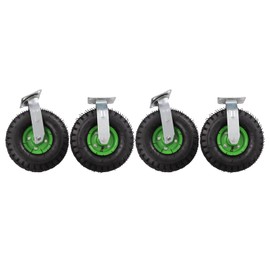 Gbonklong 10" Pneumatic Caster Set of 4-2 Swivel/2 Rigid, Pneumatic Swivel Heavy Duty Air Tire Wheel Black Rubber Wheel 4PCS 125kg/ 275.58lbs Capacity Caster