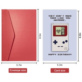 Funny Gamer Birthday Card for Husband, Retro GameBoy Birthday Card for Dad Brother, 30th 40th Birthday Card for Boyfriend Friend, Old Game Machine Birthday Card