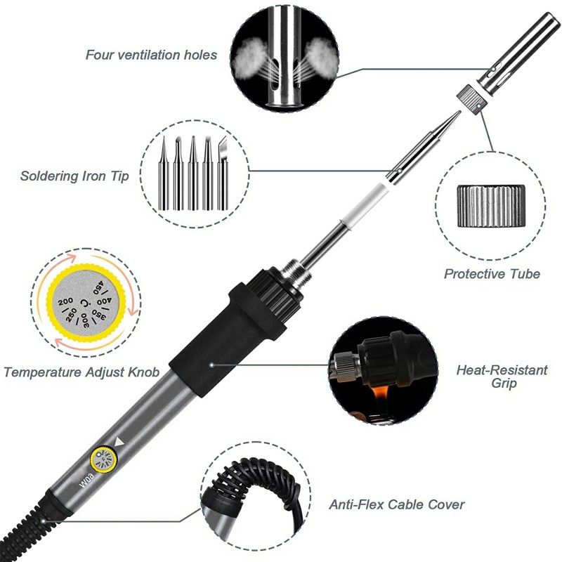 ILibiLib 60W Soldering Iron Kit Electric Gun Adjustable Temperature Welding