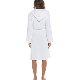A2Z Women's 100% Cotton Towelling Bathrobe Hooded Dressing Gown - Robe 140 White 16-18