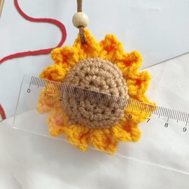 Fuerxy Sunflower Bag Charm, Handmade Weaving Flower Charms for Tote Bags Purse Handbags Bag Accessories Car Charms