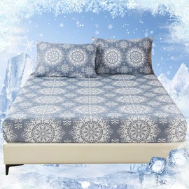 HCORA Cooling Fitted Sheet Twin Size, Arc-Chill Q-Max >0.5 Cool Fiber Fitted Sheet for Hot Sleepers - 16" Deep Pocket Fitted Sheet Ultra-Cool, Breathable with 2 Bottom Sheet Holder Straps