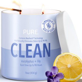Candle-lite Pure Clean 16oz 2-Wick Candle: Enjoy 98 Hours of Invigorating Aroma in a Luxurious Soy Wax Blend for Your Home