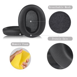 Earpads Replacement for Sony WH-CH700N MDR-ZX770BN MDR-ZX780DC Wireless Headphone Ear Pads Cushion with Soft Protein Leather Noise Isolation Memory Foam (Black)