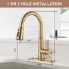 WOWOW Kitchen Faucet with Sprayer,Gold Single Handle High Arc Stainless