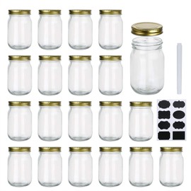 Encheng 12 oz Glass Jars With Lids,Ball Wide Mouth Mason Jars For Storage,Canning Jars For Caviar,Herb,Jelly,Jams,Honey,Dishware Safe,Set Of 20 …