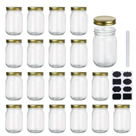 Encheng 12 oz Glass Jars With Lids,Ball Wide Mouth Mason Jars For Storage,Canning Jars For Caviar,Herb,Jelly,Jams,Honey,Dishware Safe,Set Of 20 …