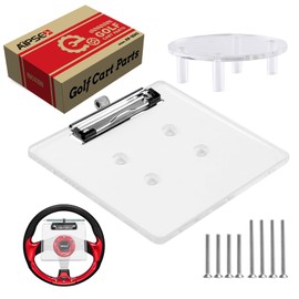 AIPSET Golf Cart Scorecard Holder w/Pencil Holder Compatible with EZGO Club Car Yamaha and Other 5-6 Holes Golf Cart Steering Wheel, Firmly Clamp & Adjustable Pen Spring Loop, Easy to Install & Record