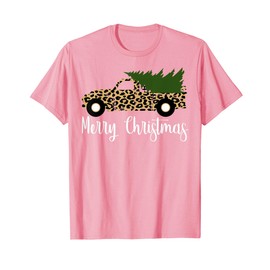 Leopard Print Vintage Truck Christmas Tree Xmas Vacation T-Shirt