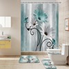 Onalasyc 4PCS Teal Daisy Country Farmhouse Shower Curtain Set with