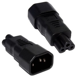 kenable 3 Pin IEC Socket C14 to Cloverleaf Plug C5 Adapter Up To 250V Black
