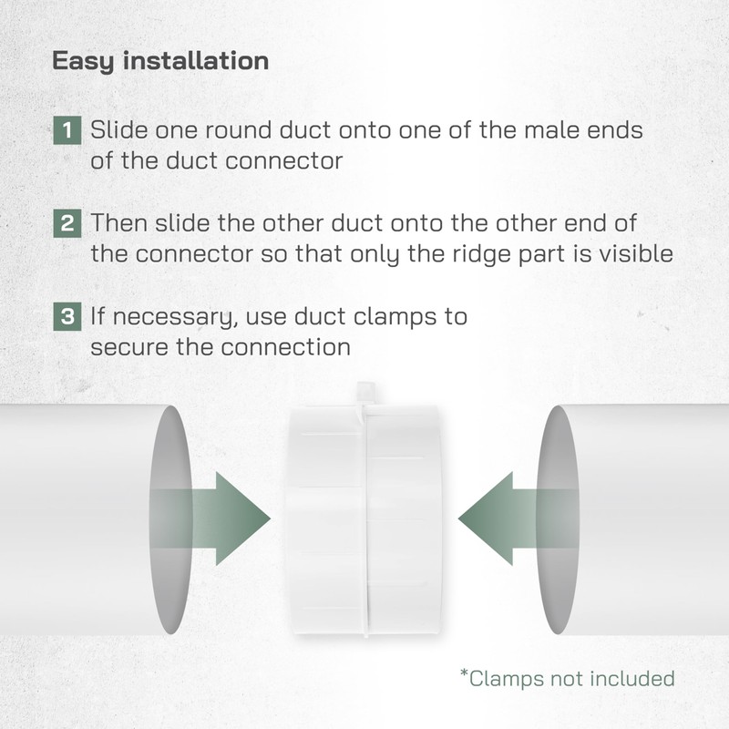 Vent Systems 6" Inch - White - Male Fit Duct