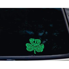Up for Some Shenanigan's? - w Shamrock Image - 4 1/2" x 3 3/4" die Cut Vinyl Decal for Windows, Cars, Trucks, Tool Boxes, laptops, MacBook - virtually Any Hard, Smooth Surface