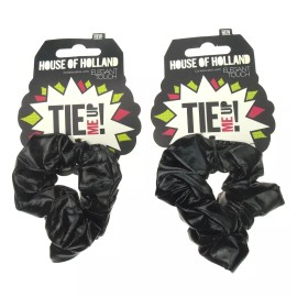 House of Holland Tie Me Up Small PVC Scrunchie Lot of 4 Black Hair Accessory