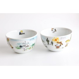 Simizu Pottery German Mexican Snoopy Bowl, Set of 2
