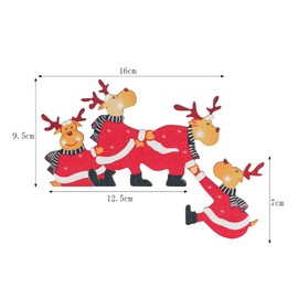 LONTG Wooden Christmas Door Frame Decoration Santa Claus Reindeer Ornament Funny Christmas Decoration Xmas Holiday Decor for Home Door Windows Walls