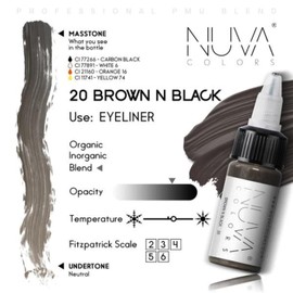 Nuva Colors Permanent Eyeliner Pigment, Customizable, Cool Undertone for Microblading, Lash Line, Winged Eyeliner, Stardust or Smokey, Long-Lasting, Vegan, Made in USA (Brown and Black)