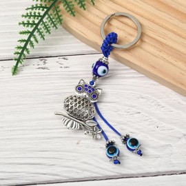 MAIGO Owl Keyring - Cute Blue Eyes Owl Charm for Keyring, Owl Key Chains Gifts for Men Women Kids Boys Girls, Keyring for Car House Tractor Purse Pendant Keys, Best Friend Animal Keyring Rings (B)