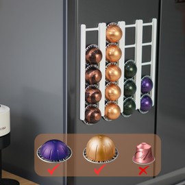 KUSOVILI Magnetic Coffee Pod Holder for Nespresso VertuoLine Capsules - Holds 20 Capsules, Coffee Capsule Organizer for Refrigerator - Strong Magnet Mount for Easy Access and Space Saving